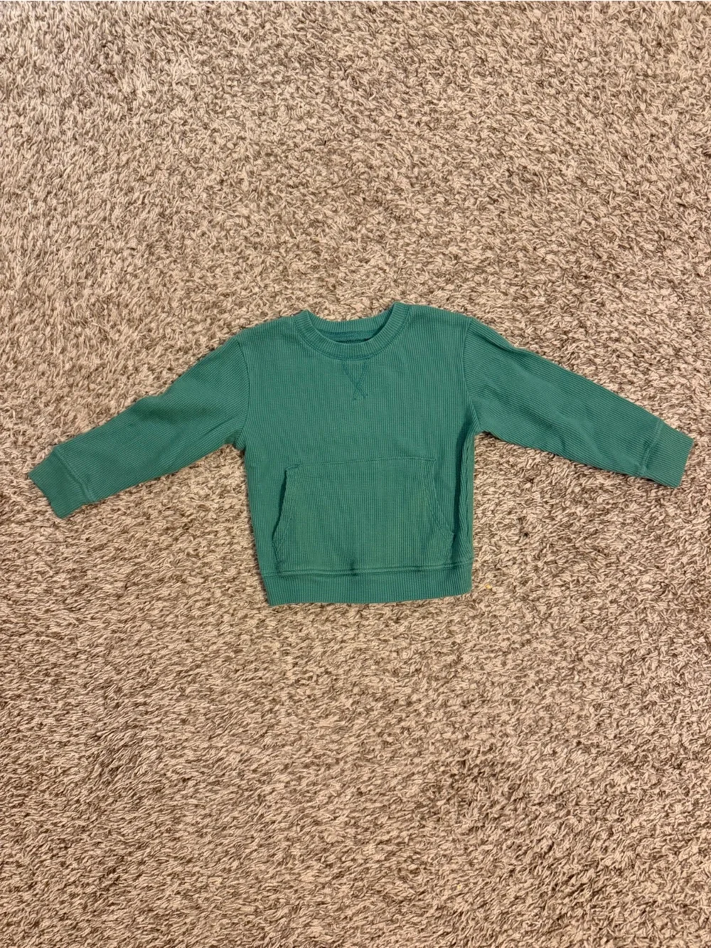 Kids Green Waffle Knit Sweatshirt & Jogger Set